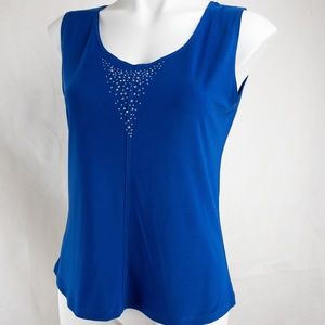 Blue Beaded Sleeveless Blouse
